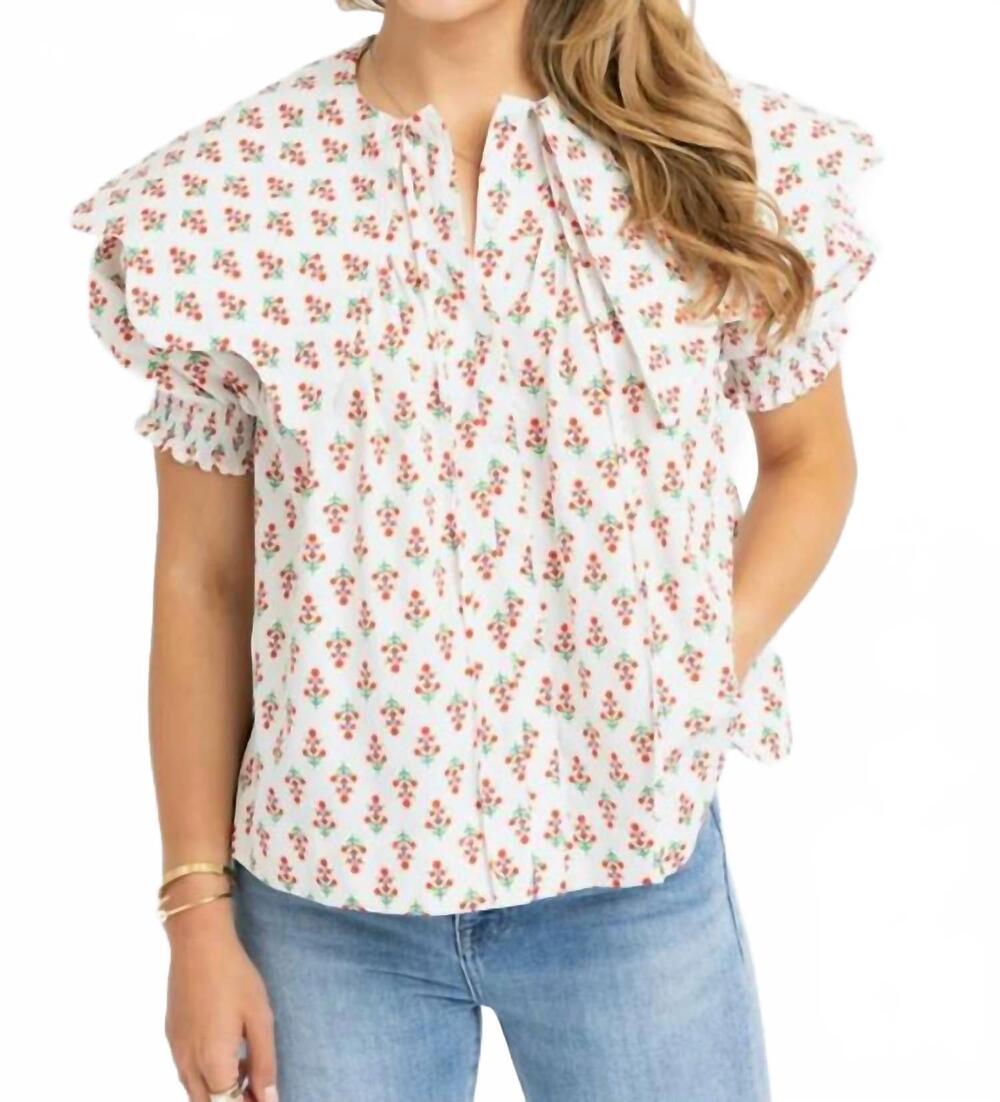 NEW KARLIE peter pan rosette blouse in white
